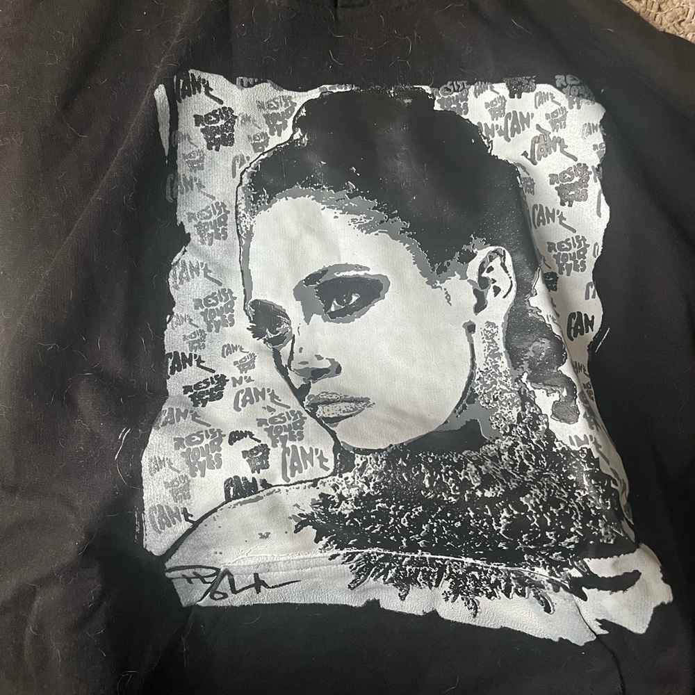 Black Graphic T-Shirt with Artistic Portrait